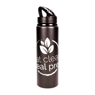 Allure Black Sport Water Bottle with Eat Clean Meal Prep Logo