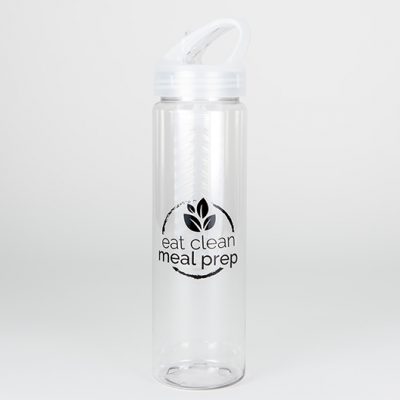 Infuser Clear Sports Water Bottle with Eat Clean Meal Prep Logo